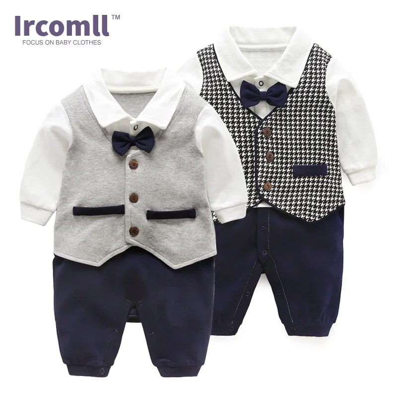 Ircomll 2018 модная одежда для маленьких мальчиков хлопковые комбинезоны с галстуком