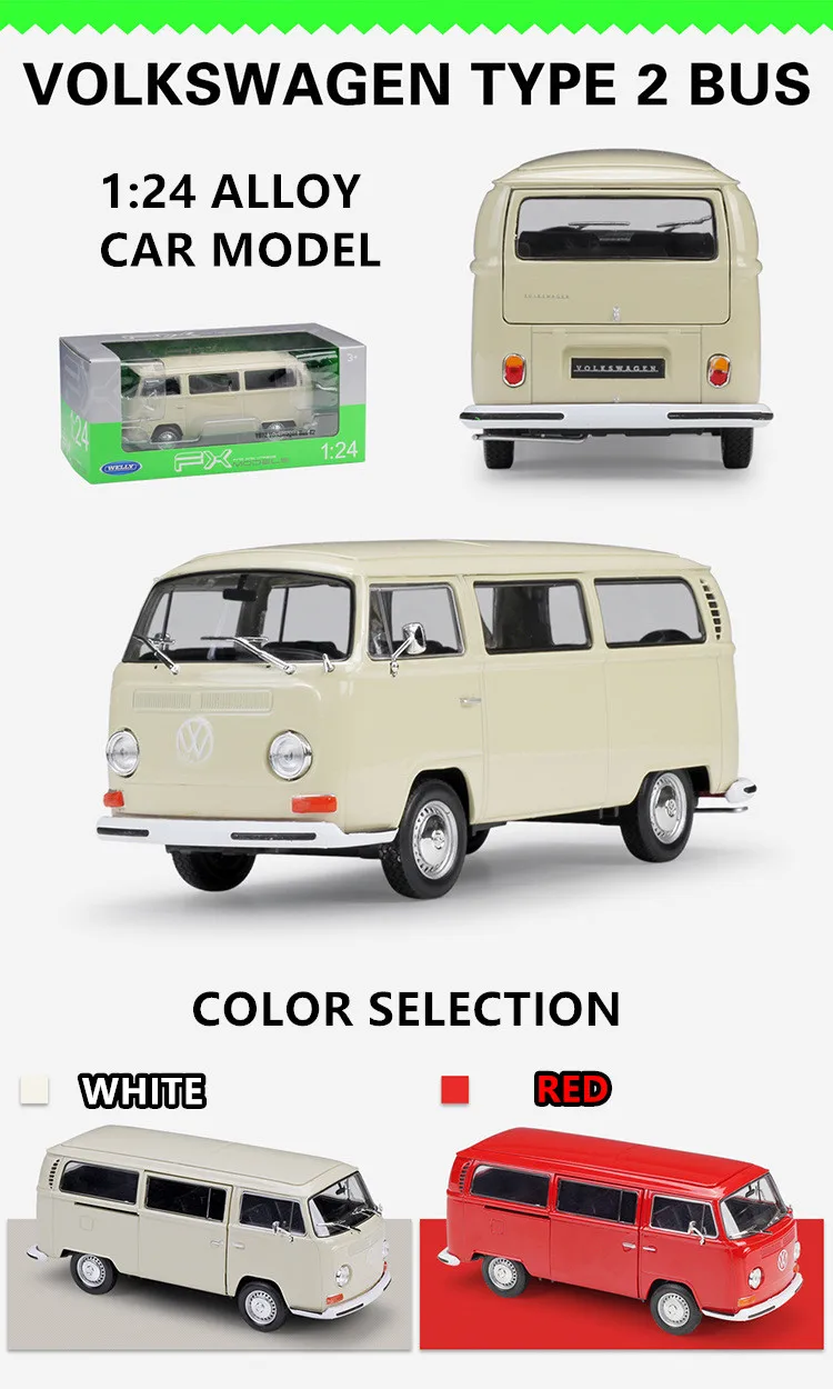 WELLY 1:24 Volkswagen 1972 T2 автобус фургон моделирование сплав модель автомобиля ремесла украшение коллекция игрушка инструменты подарок