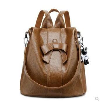 

2019 new autumn and winter fashion bow decoration ladies backpack large capacity tourism college student anti-theft bag