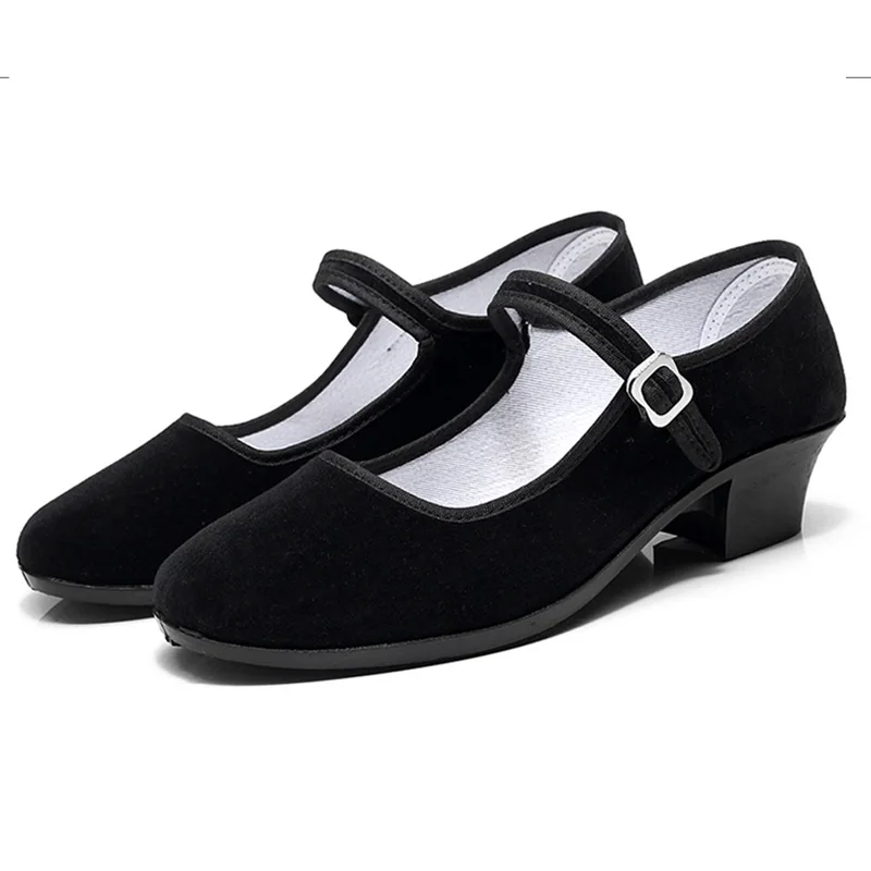 EU34-41 черные фланелевые уличные устойчивые в народном стиле для занятий фитнесом, йогой, учителем латинских бальных танцев, балета, танцевальные кроссовки, обувь для женщин и девушек