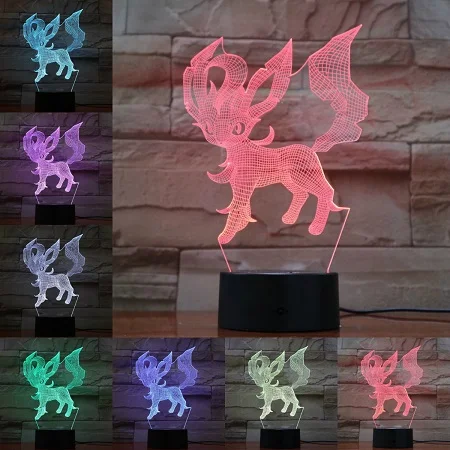 F Eevee 3D разноцветная лампа Покемон прекрасный Ночной свет дома Новинка Декор фантастический день рождения праздник новогодние подарки для детей - Испускаемый цвет: F