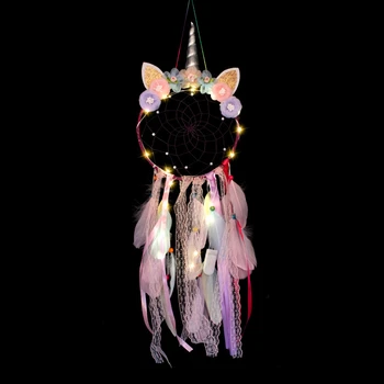 

Handmade Home Decor Feather Dream Catchers Wedding Party Decorations Hanging Unicorn Dreamcatcher Not Including Led Light MS0218