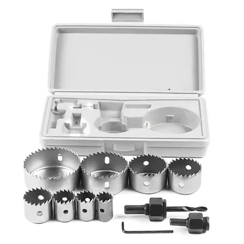 

11pcs/Set Hole Saw Set 19-64mm Mandrels Hex Wrench Carbon Steel Saw Wood Metal Cutting Tool Woodworking Hole Ppener Reamer
