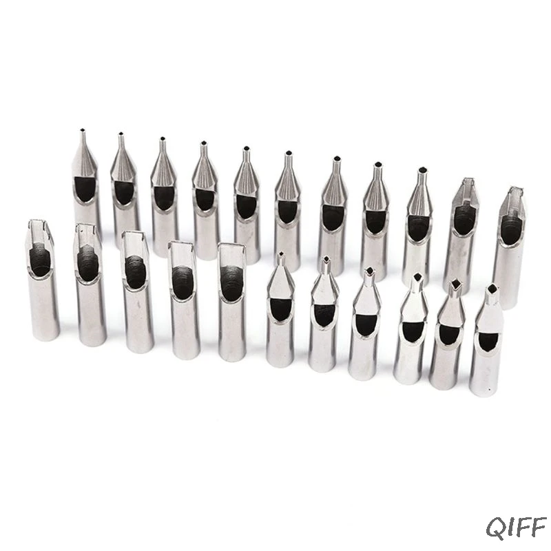 High Quality 22PCS 304 Stainless Steel Tattoo Tips Kit Tattoo Nozzle Tips Mix