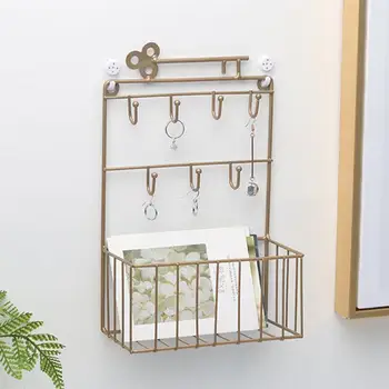 

17.5 x 9 x 28cm Storage Rack Chic Wrought Iron Multifunctional Storage Stand for Bedroom Home Copper Black White