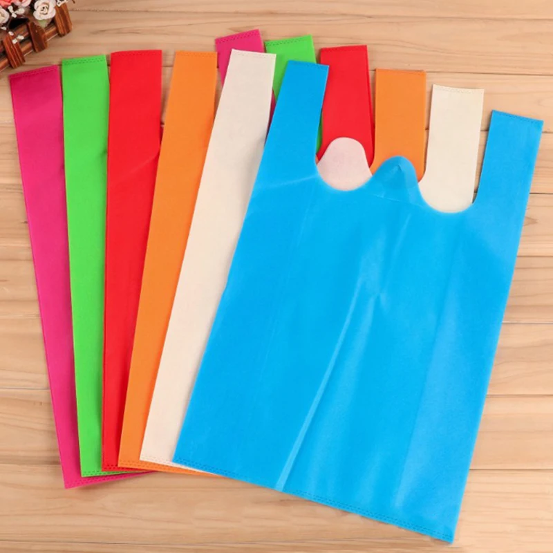 10 шт./компл. Новые складные многоразовые эко-сумка конфетных цветов в полоску Сумка-тоут складной мешок сумки большой емкости Сумки для хранения