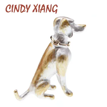 

CINDY XIANG Enamel Cute Dog Brooches For Women Vivd Animal Pin Unisex Brooch Pin Puppy Pin High Quality New 2020