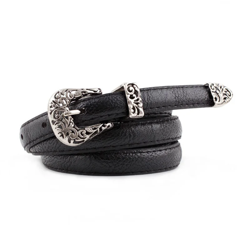 style 5 black Черный кожаный ремень для женщин с металлической пряжкой в форме сердца, винтажный Западный резной женский ремень, пояс cinturon mujer - Цвет: style 5 black