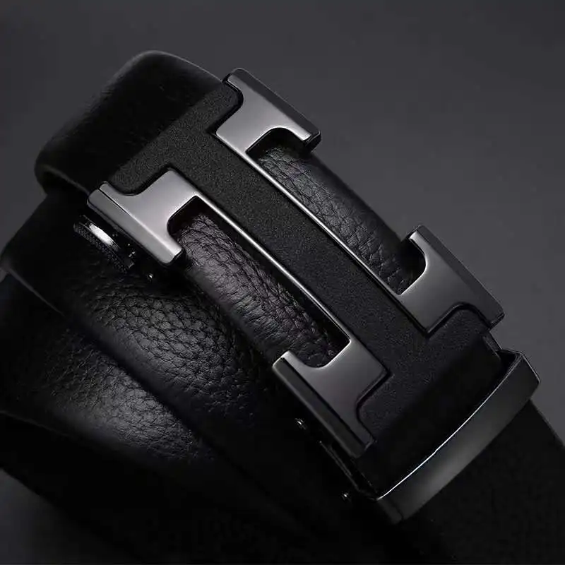 

Men's Belts Luxury Automatic Buckle Genune Leather Strap Black for Mens Belt Designers Brand High Quality
