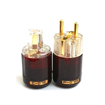 

hifi Oyaide C-079 P-079e Schuko Europe EU Power Plug 24k Gold Plated IEC Audio Connector Female-Male audio Transparent