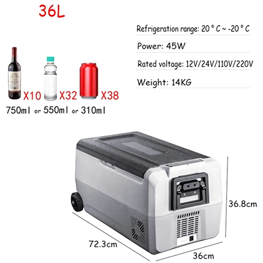 12 volt fridge 36L Portable Car Refrigerator Freezer Cooler Auto Fridge Compressor Quick Refrigeration Home Picnic Camping Icebox DC 24V 12V mini fridge for car Car Fridges & Heaters