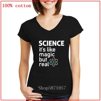 

SCIENCE It's Like Magic But Real T Shirts Geek women Physics Biology Tshirt Funny Biochemistry v neck T-Shirt summer tops