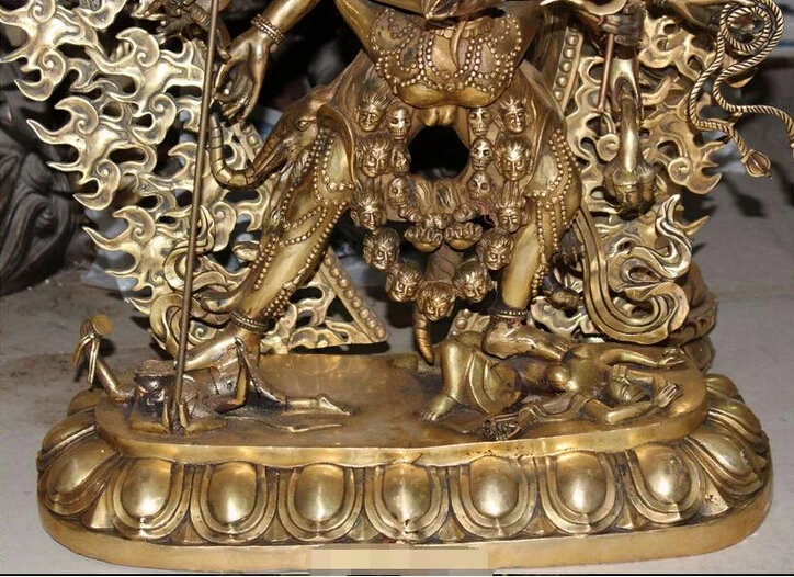 812+++ 3" Тибет Бронзовый 3 головы 8 подставок Vajrayogini Vajravarahi Будды Статуэтка Ганеша