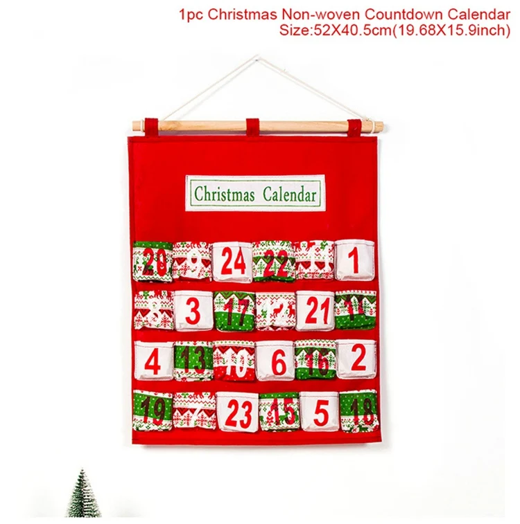 Christmas Calendar 3 FENGRISE, Рождественский календарь, подвесной, фетровый, Рождественский календарь обратного отсчета, рождественские украшения для дома, счастливый год, декор - Цвет: Christmas Calendar 3