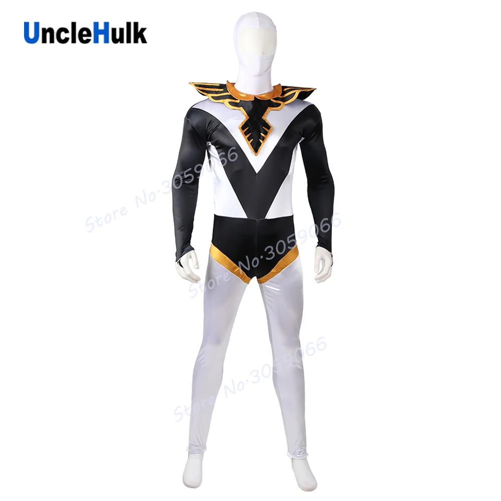 Костюм для косплея из черной атласной ткани Choujin Sentai Jetman с шалью | UncleHulk|Костюмы