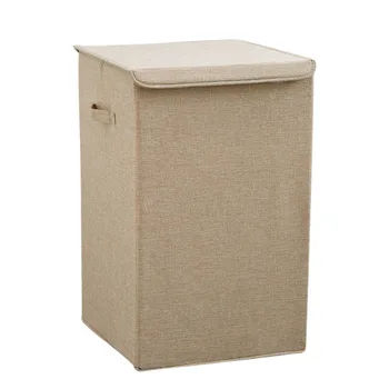 

Cotton Laundry Basket with Cover Bathroom Laundry Basket Kitchen Storage Basket Home Collapsible Waterproof Laundry Hamper(Cream