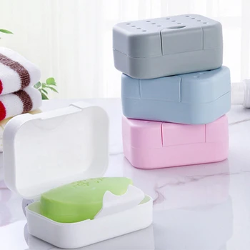 

2019 New Travel Soap Dish Box Case Holder Hygienic Easy To Carry Soap Box With Lid Bathroom Accessories