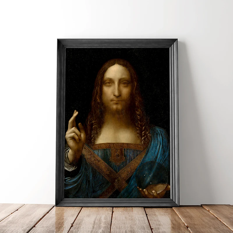 Leonardo Da Vinci Salvator Mundi Classic Canvas Art Print Painting Poster, Wall Pictrues For Living Room Home Decor, No Frame