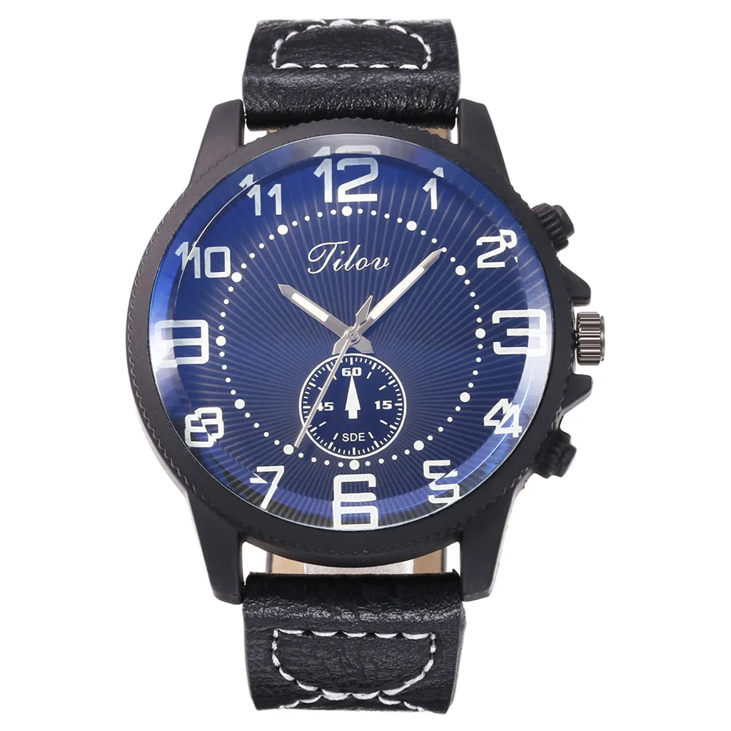 

Watch men JILOU Fashion Creative Big Dial Double Scale Belt Men's Quartz Watch Gift Wristwatch Clock Gift High Quality Clock#8