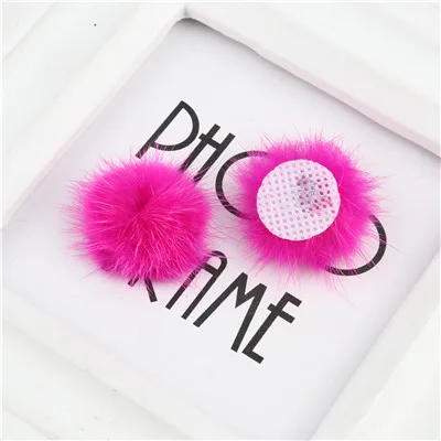 10pcs Faux Fur Pom Pom Craft Supplies - 3cm Solid Color Decorations