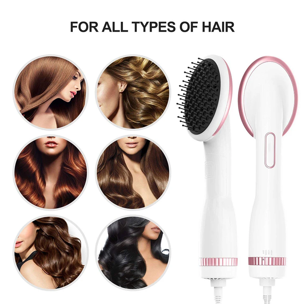 

2 in 1 Multifunctional steam Hair Dryer Brush Negative Lonic Straightener Eliminate Frizzing Hot Air Paddle Blower Comb rotating