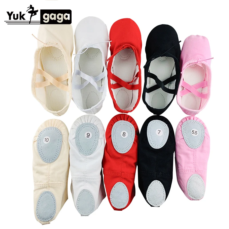 yukigaga Yoga Slippers Gym Teacher Yoga Ballet Dance Shoes For Girls Women Ballet Shoes Canvas Kids Children pink red black nude