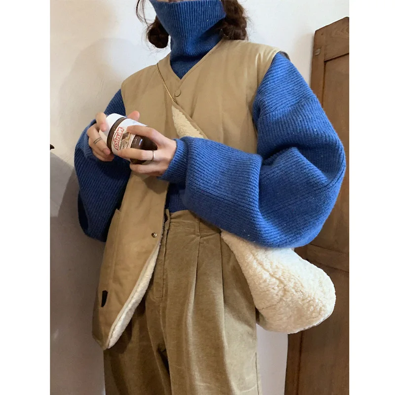 

Warm Positive Can Wear Vest Retro Lamb Hair Grandma's Coat Warm and Comfortable Girl Cute Coat Autumn Winter New Fashion