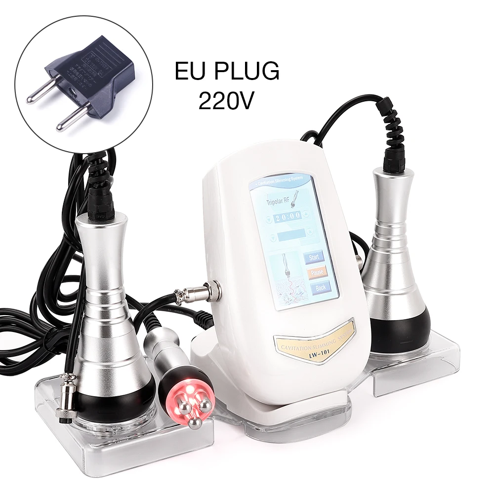 EU plug Мультиполярная RF 40K кавитация ультразвуковая машина для похудения красота омоложение лица лифтинг подтяните кожу против морщин спа - Цвет: EU plug