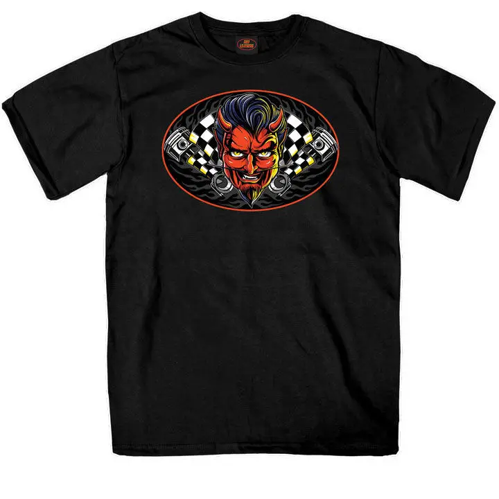 2019 New Men'S Speed Demon Checkered Flags with Pistons T Shirt #S1378 Tee |