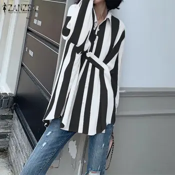 

ZANZEA 2020 Spring Women Casual Striped Shirts Ladies Fashion Blouse Lapel Work Chic Blusas Long Sleeve Tunic Tops Plus Size 7