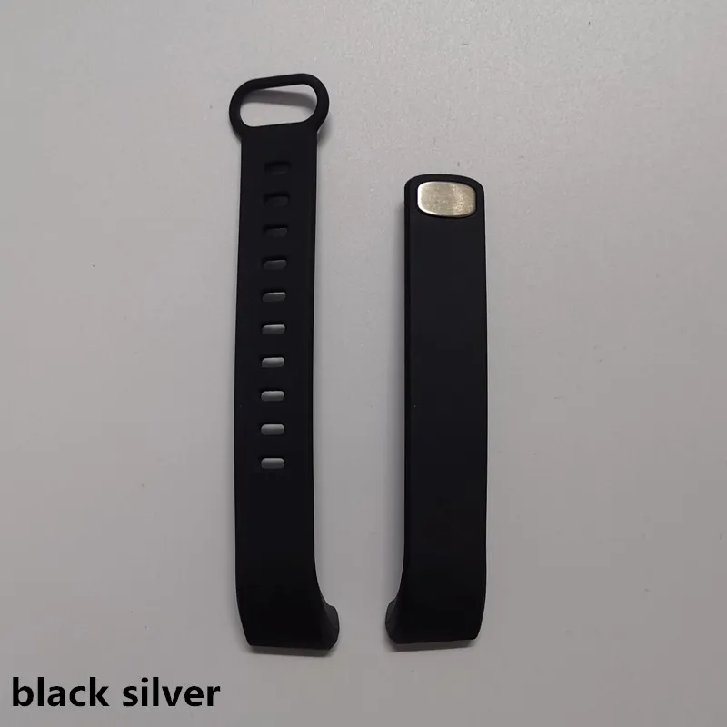 black silver Силиконовый ремешок для смарт-браслета E18 из пищевого силикона изготовлен из мягкого и легко снимаемого ремешка - Цвет: black silver