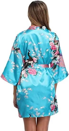 Fashion Satin Robe Female Bathrobe Sexy peignoir femme Silk Kimono Bride Dressing gown sleepwear Night Grow For Women