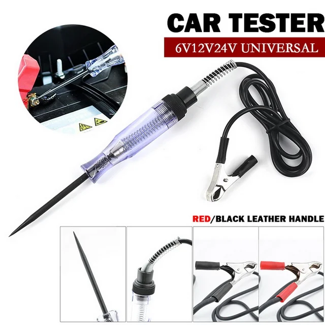 6V 24V Car Voltage Tester Fuses and Light Socket Tester Transparent Circuit Test Pen for Car Motorcycle Engines Accessories