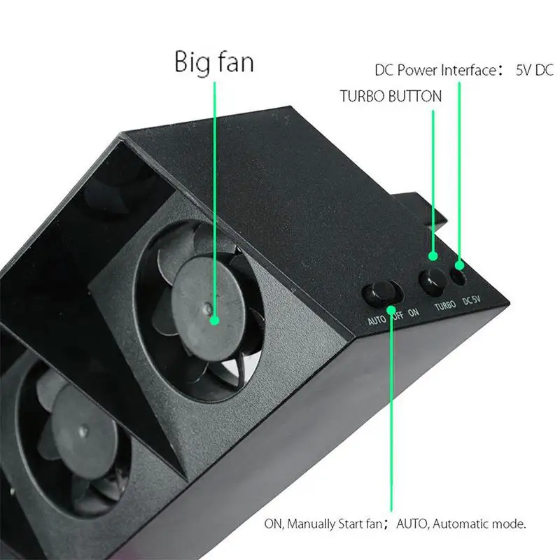 Cooling fan gaming cooling fan For PS4 Console Cooler Cooling Fan Studyset PS4 USB External 5-Fan Super Turbo Temperature Control Playstation 4 Console