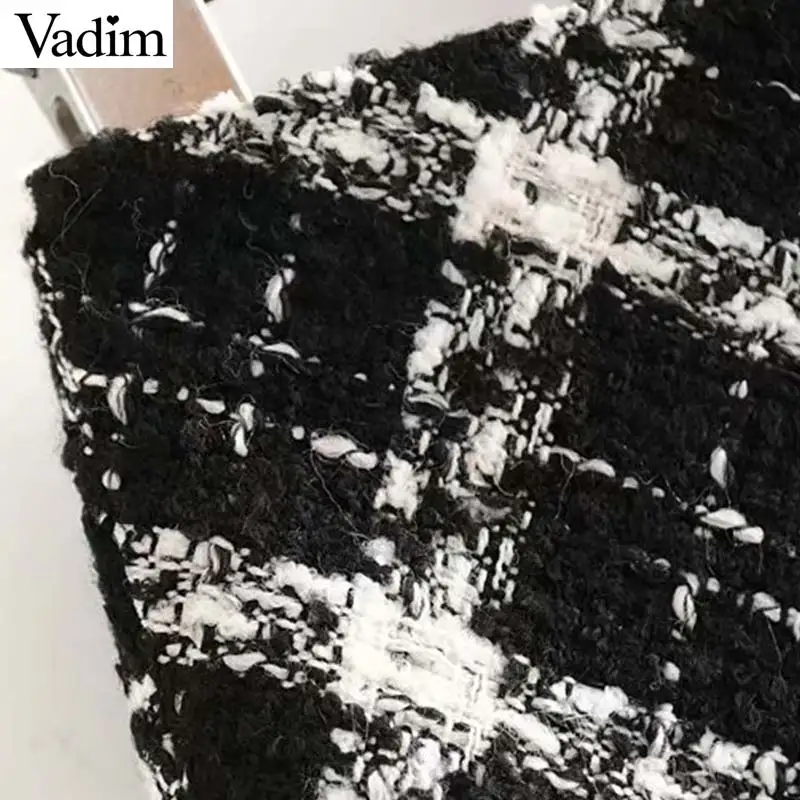 Женское элегантное платье vadim tweed клетчатая мини-юбка на молнии сзади офисная одежда женские повседневные стильные шикарные трапециевидные юбки BA869