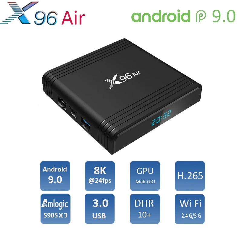 ТВ-приставка X96 Air Android 9 0 дюйма Amlogic S905X3 4 + 32/64 ГБ Wi-Fi 8K | Электроника