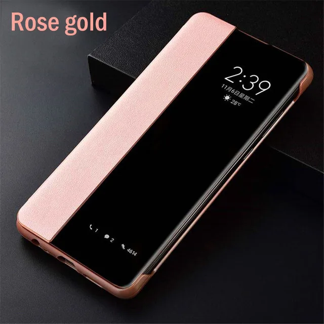 Умный кожаный флип-чехол с окошком для samsung a 70, чехол s для samsung galaxy a70 a50 a40 a30 a20 a10, защитный чехол - Цвет: Rose Gold