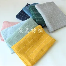 Хлопковая двухслойная марлевая ткань, пузырьковая пряжа, клетчатая Пижама