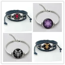 Сверхъестественный пятиконечный Звездный стеклянный браслет готический кулон сатана злая невидимая пятиконечная звезда ювелирные изделия языческий Шарм подарок