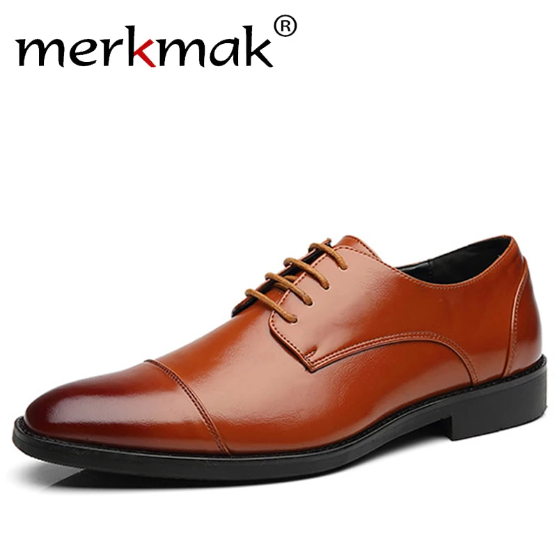 Merkmak/ г.; Мужская официальная обувь; кожаная деловая Повседневная обувь; Высококачественная Мужская модельная обувь для офиса; мужские оксфорды; большие размеры