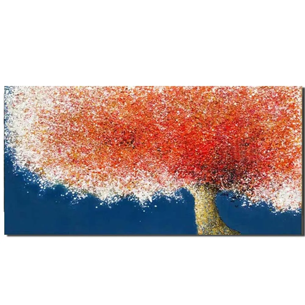 Hand Painted Modern Impasto Abstract Red Tree Picture Oil Painting Canvas Living Room Home Landscape Decor Drop Shipping | Дом и сад