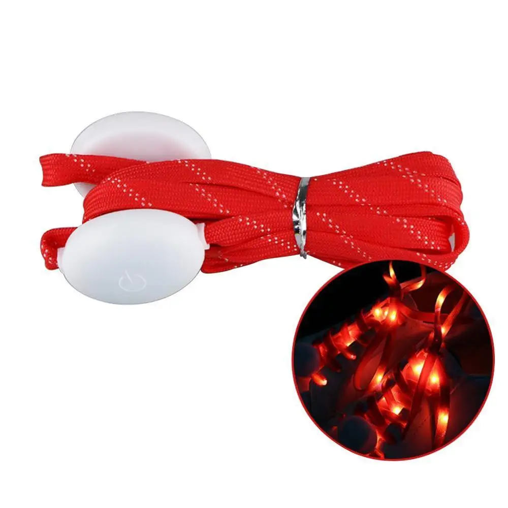 red shoelace 1 пара 120 см светодиодный шнурки крутые светящиеся шнурки для обуви диско вечерние светильник светящийся нейлоновый ремешок - Цвет: red shoelace