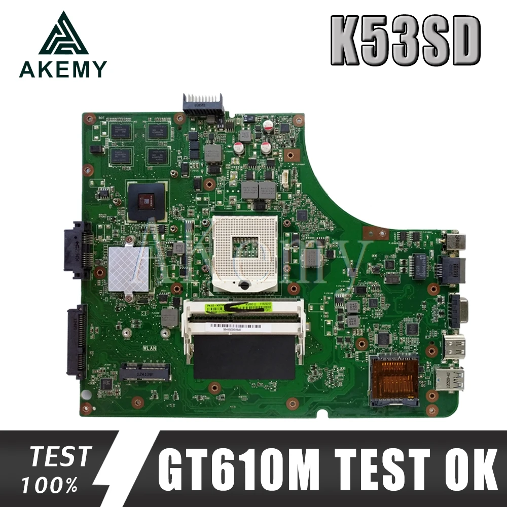 Материнская плата для ноутбука ASUS K53SD K53S A53S, материнская плата K53SD, тест ОК, материнская плата GT610M 2GB HM65