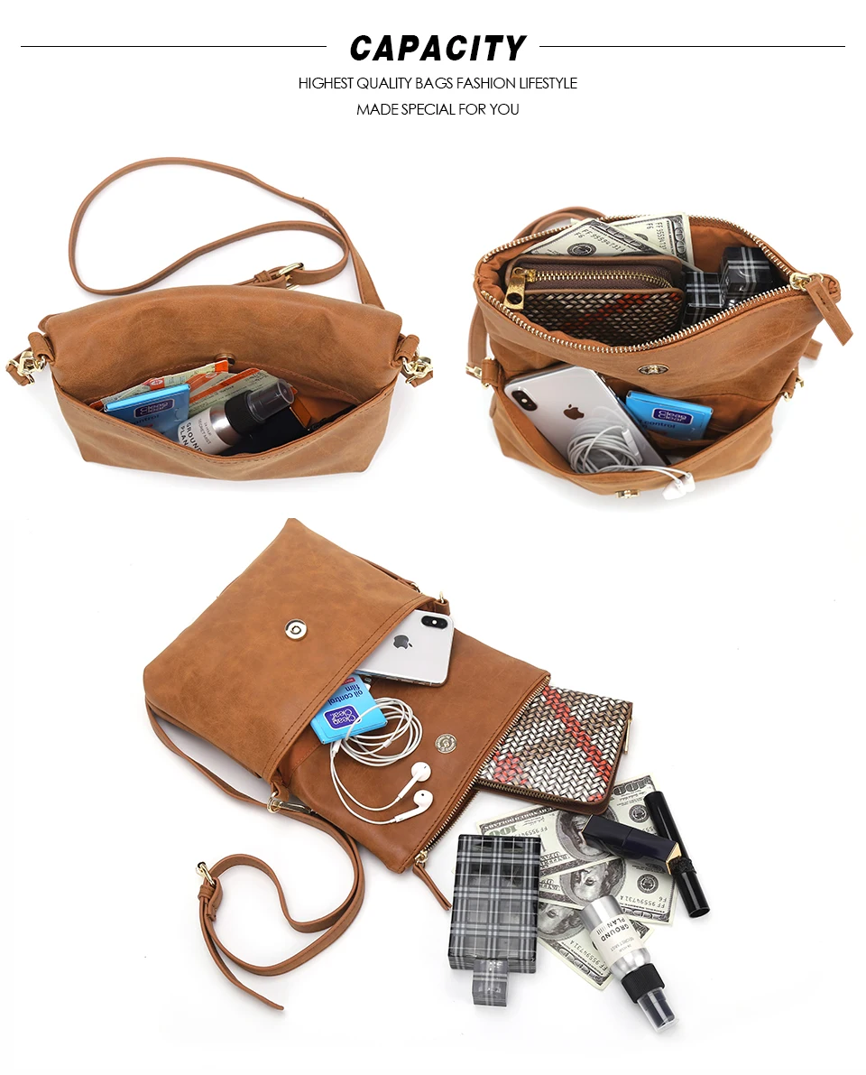 AFKOMST повседневная женская маленькая сумка через плечо коричневая винтажная сумка-портфель мягкая легкая дизайнерская сумка-мессенджер CT30080