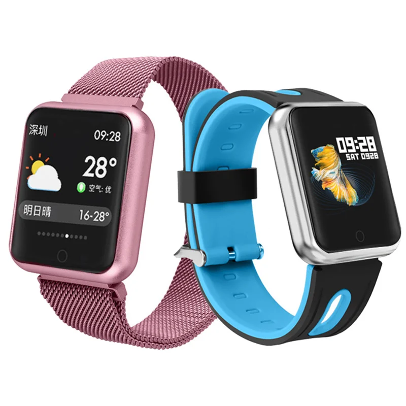Baratos Reloj inteligente P68 pulsera de oxígeno en la sangre Monitor de ritmo cardíaco banda deportiva rastreador de actividad reloj inteligente para mujer P70