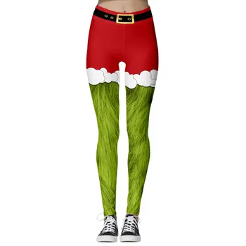

Jessingshow Fashion Casual Women Workout Pants Christmas 3D Printing Leggings Ladies High Waist Fitness Stretch Sports Trousers