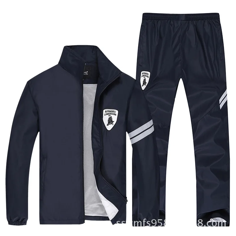 Brand Running Sets Mens Clothes Tracksuit Set Windproof Polyester Sportwear Jogger Jacket Keep warm Two Piece Track Pants - Цвет: A1