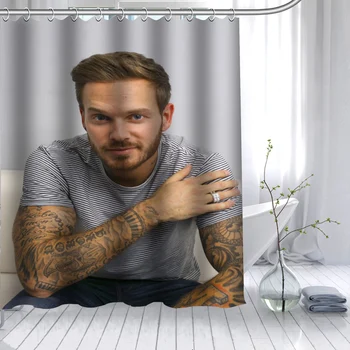 

New Arrival M Pokora Shower Curtain Polyester Fabric High Defintion Print Bathroom Curtain Waterproof 12 Hook Bath Curtain