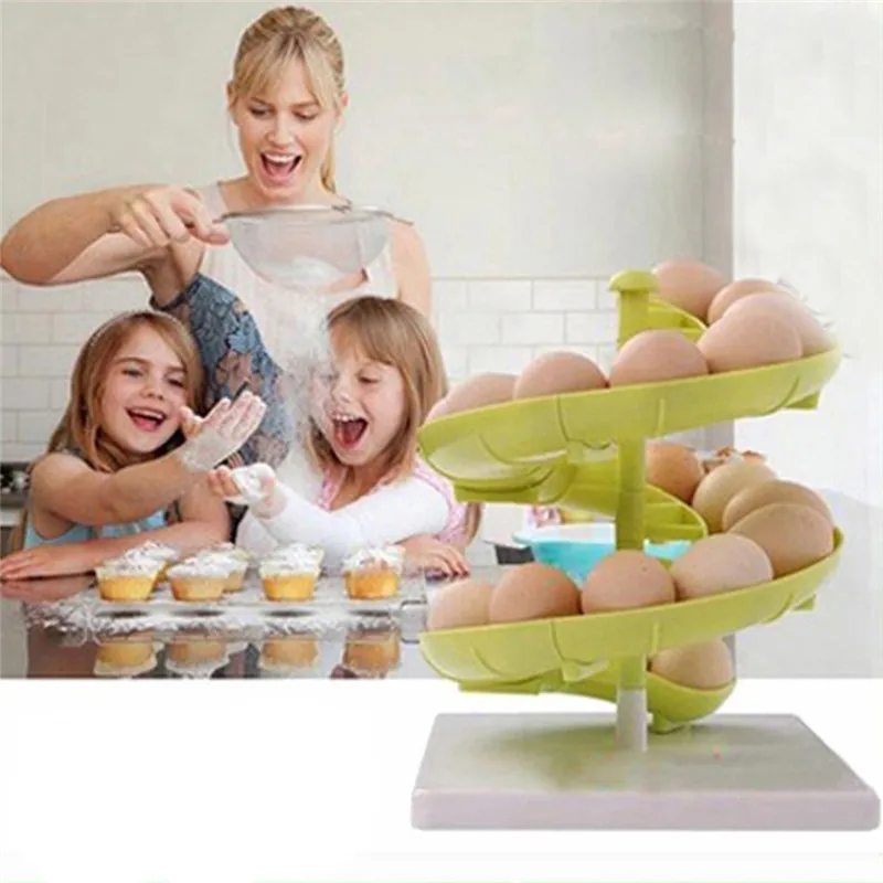 

Egg Spiral Rack Storage Dispenser Fruit Holder Design Kitchen Accessory Display Spiral egg fruit storage rack A1