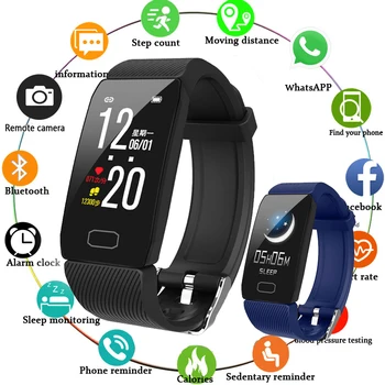 

Fitness Bracelet Blood Pressure 1.14'' Screen Fitness Tracker Smart Watch Waterproof Smart Wristband Weather Display Women Men